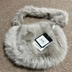 R・BOOM グレー ファー ショルダーバッグ