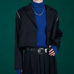 【Ellno Loset】２WAYフードジップショルダーショートジャケット