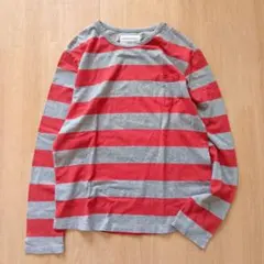 アーバンリサーチ　太ボーダー カットソー　ロングTシャツ 赤 グレー　春 ロンT