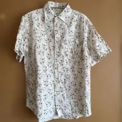 OFF ROADメンズ花柄半袖シャツ ホワイトサイズMオトナ男子の花柄シャツ