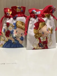 ハンドメイド　マーガレット＆ソフィー　ミニ巾着　2個セット