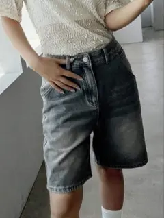 SHEIN DAZY ホワイトデニム ショートパンツ ストレート ブルー 無地