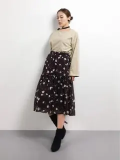 花柄シフォンマーメイドスカート