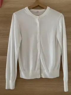 ユニクロ UVカットスーピマコットンクルーネックカーディガン ホワイト