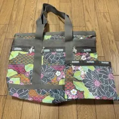 【極美品】レスポートサック トートバッグ ポーチ付き 和柄 鍵付き A4収納可