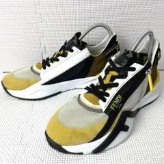 美品　フェンディ　フロー　スニーカー　ジッパー　厚底　イエロー　8サイズ