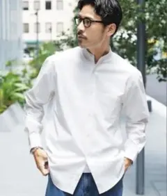 JIGGY'S SHOP バンドカラーイージーケアシャツ M ホワイト