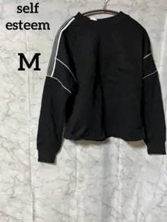 self esteem 黒 M トレーナー 海外古着 秋冬 起毛