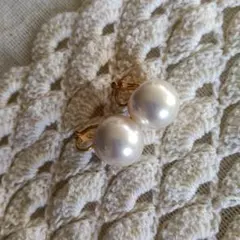 【アンティーク】ビッグホワイトパール イヤリング