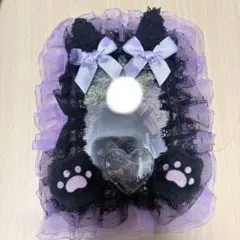 硬質ケースデコ パープル ブラック 猫耳 L版