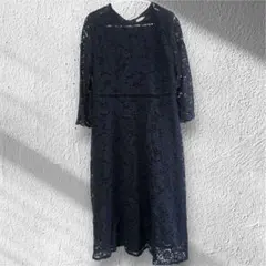 【1度着用】anySISフォーマル パーティードレス 結婚式 ネイビーワンピース