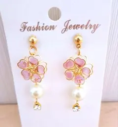 233# ピアス ハンドメイド フラワー レジン 桜 夏ピアス 春ピアス