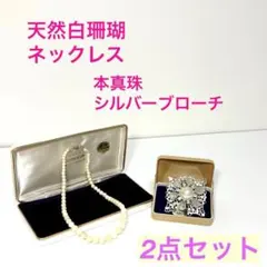 土佐沖産 本珊瑚 ネックレス 本真珠 ブローチ 2点セット ケース付