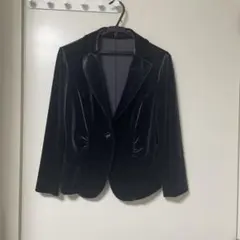 ネイビー ベルベット テーラードジャケット　ワールド　プライベリテ