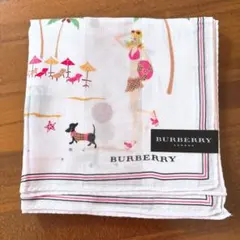 【新品シール付】　バーバリー　女の子　ハンカチ　海　犬