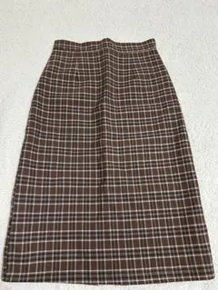 ブラウン系チェック柄ロングスカート