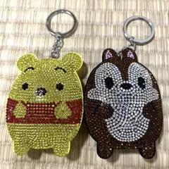 くまのプーさんとチップ ライトストーンキーホルダーセット