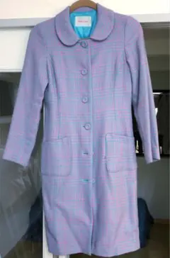 PinkyGirlsピンキーガールズチェック柄風薄手コートSライトブルーピンク