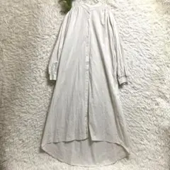 【美品】DAYOU ロングシャツワンピース 白 L バンドカラー