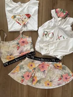 ROXY セパレート水着セット+半袖ラッシュガード、長袖ジップアップ