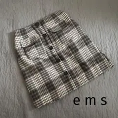 ems イームス【M】グレー系チェック タイトスカート ボタン付きのサムネイル