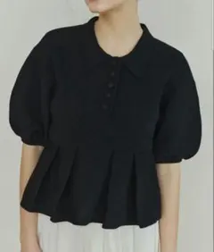 OLUN ペプラムニットトップス