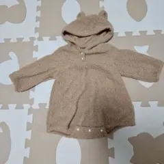 【ベビー服】茶色もこもこロンパース