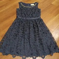 Chesty☆ネイビー 花柄レース ノースリーブ ワンピース　透け感