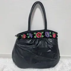 FEILER フェイラー　バッグ　中古　ブラック　花柄