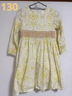 【美品130AcanB】エーキャンビー♡花柄コットン刺繍ワンピース裏地つき
