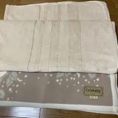 カシミヤ毛布シングル　ボアフラットシーツセット