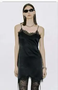 美品【MAISON SPECIAL】スパンコールチュールキャミチュニック BLK