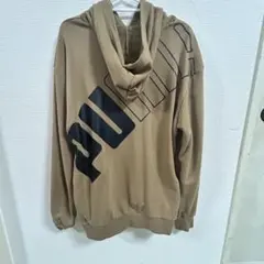 【美品】PUMA プーマ 薄手パーカー M ベージュ ビッグロゴ フーディ