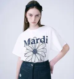 Mardi Mercredi Tシャツ ホワイト×ネイビーのサムネイル