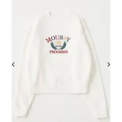 MOUSSY アイボリー刺繍クルーネックトレーナー