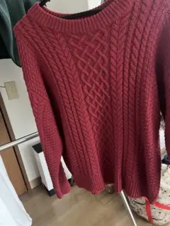 CINEMA CLUB バーガンディ ケーブルニット M