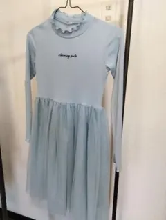 140　チュールワンピース　女の子　ブルーワンピース　長袖　春服