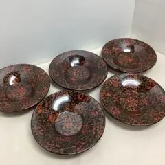 伝統工芸 津軽塗 唐塗 角銘々皿 5枚セット 16cm×11cm 漆器 菓子皿