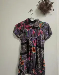 AS I KNOW AS PINKY レトロ花柄半袖シャツ