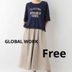 M*様 グローバルワーク セットアップ ロゴニット スカーチョ ネイビー フリ