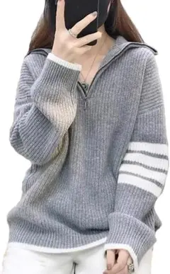 Cenff セーター レディース ニット 長袖 タートルネック グレー