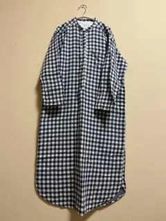 無印良品 スタンドカラー クルタ ギンガムチェック M