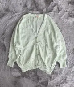 INGNI（イング）　パステルグリーン　ミント　パール　カーディガン　ビジュー