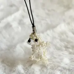 ビーズ キーホルダー ストラップ パール プードル 犬