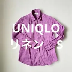 ユニクロ リネンシャツ マゼンタ　パープルピンク　 S 麻100% 長袖のサムネイル
