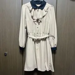 フリル襟 ベージュ ワンピース Secret Honey