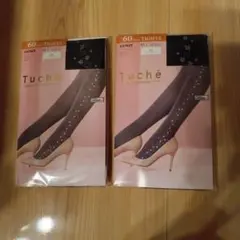 新品未使用 GUNZE Tuché 60デニール両足サイド柄 M-L 2個セット
