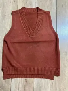 【新品未使用】在庫処分大特価 ベスト 秋 フリーサイズ　Vネック ニットベスト