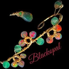 14kgf ブラックオパール　フラワーイヤーカフ　お着物に　誕生日