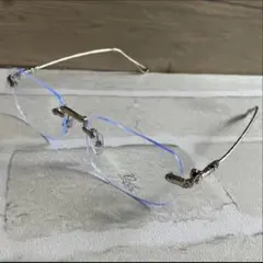 シルバーメタルフレーム長方形メガネ　リムレスサングラス　シンプル　y2k